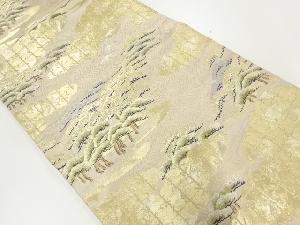アンティーク　服部織物製　流水に松・雲模様織出し袋帯（材料）